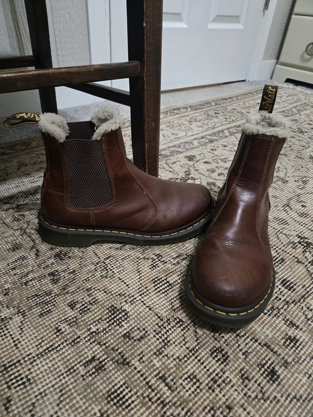 Doc Martens Brown Leather Fleece-Lined Chelsea Boots